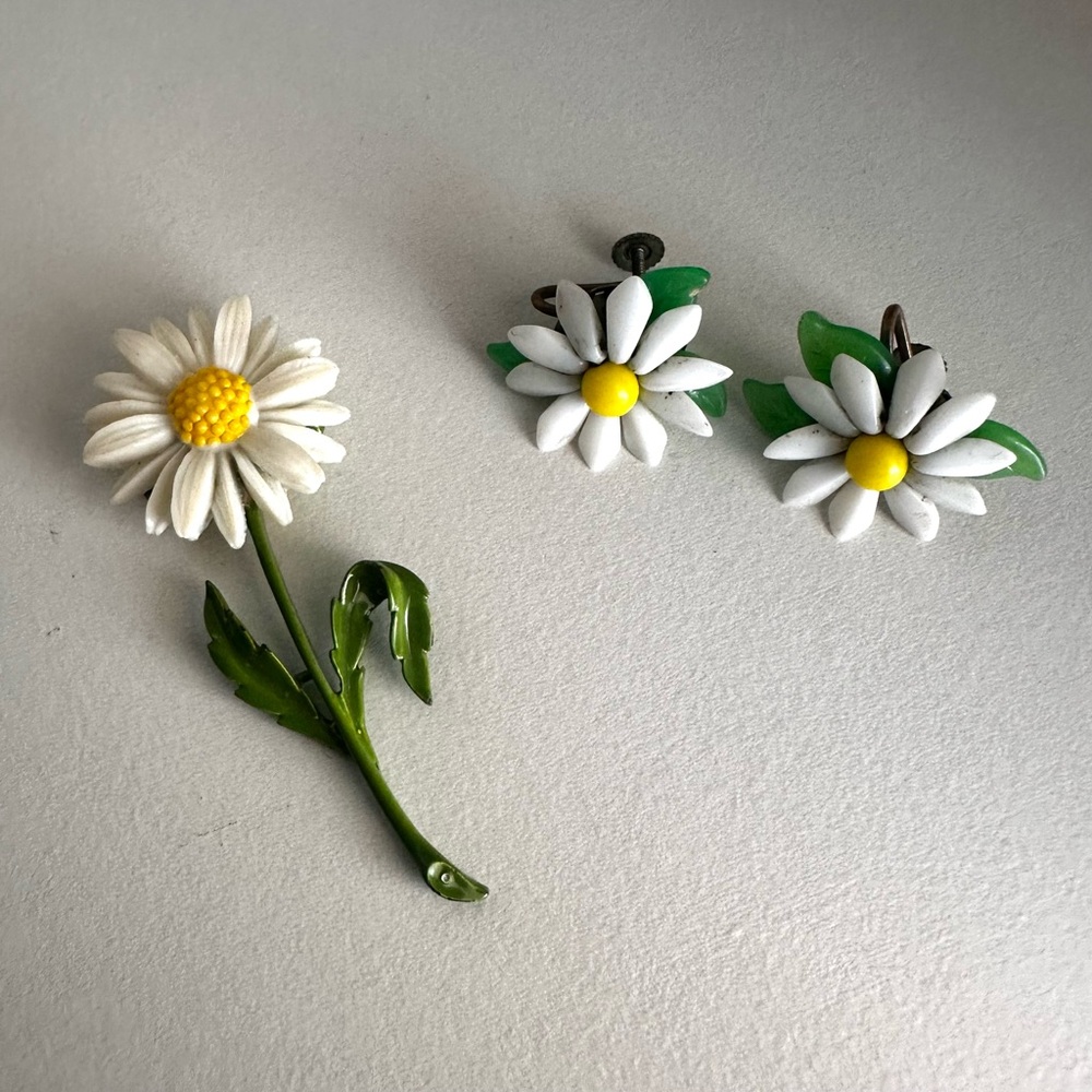 Vintage Daisey Brooch & Earring Set